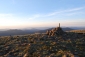 The cairn on The Bluff in Victoria's Alpine National Park at dawn..